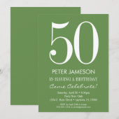 Moss Green White Moderne Adulte Invitations d'anni (Devant / Derrière)