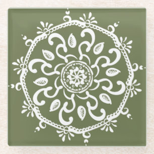 Moss Mandala Glazen Onderzetter