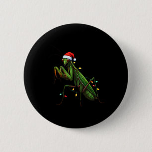 Moss Mantis Christmas Light Santa Hat Animal Insec Ronde Button 5,7 Cm