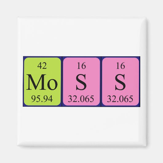 Moss periodieke table name magnet magneet (Voorkant)