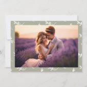 Moss Sage Green White  monogram crest Save The Date (Achterkant)