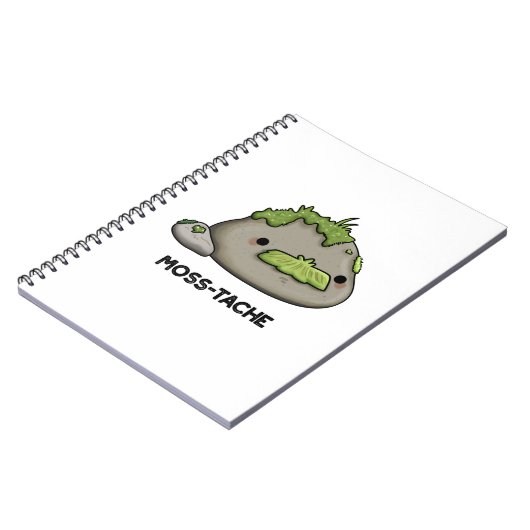 Moss-tache Funny Mustache Pun Notitieboek (Linkerzijde)