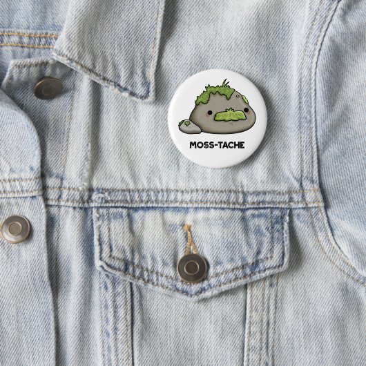 Moss-tache Funny Mustache Pun Ronde Button 5,7 Cm (In situ)