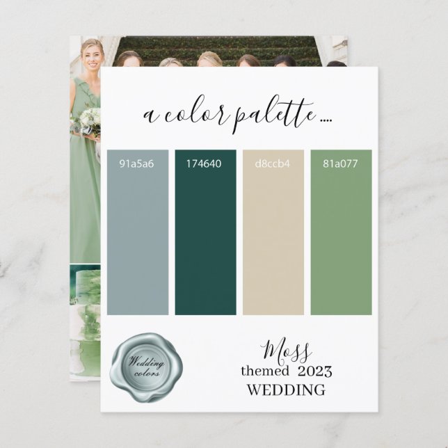 Moss Wedding Color Palette Card 2023 (Voorkant / Achterkant)