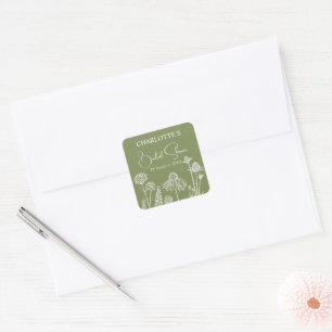 Moss Wildflower Schetst Bloemen Vrijgezellenfeest Vierkante Sticker