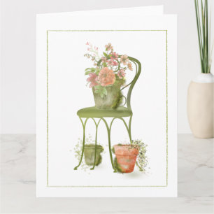 Mossy Garden Flower Pots Blank Wenskaart Kaart