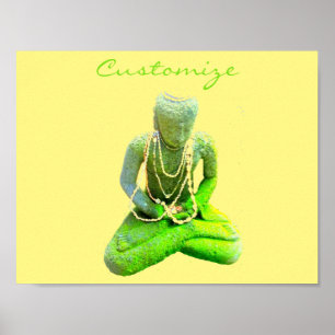 Mossy Green Buddha Meditating Thunder_Cove Poster