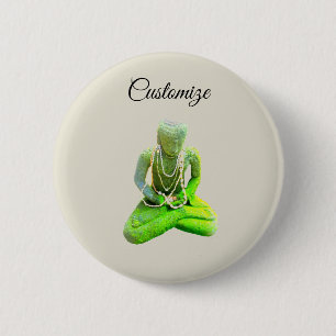 Mossy Green Buddha Meditating Thunder_Cove Ronde Button 5,7 Cm