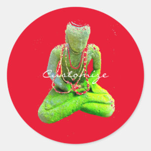 Mossy Green Buddha Meditating Thunder_Cove Ronde Sticker