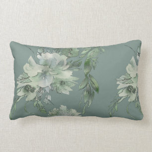 Mossy Green Floral Mystique Hedendaagse Lumbar Kussen
