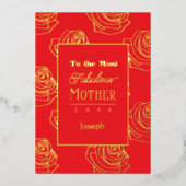 Most Fabulous Mother Red Rose Foil Invitation (Recto)