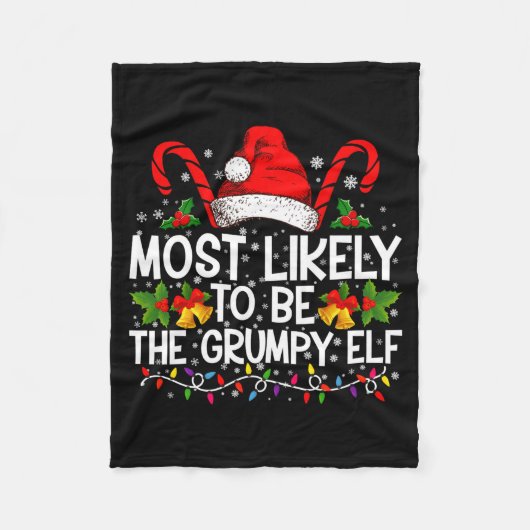 Most Likely To Be The Mpy Elf Funny Xmas  Fleece Deken (Voorkant)
