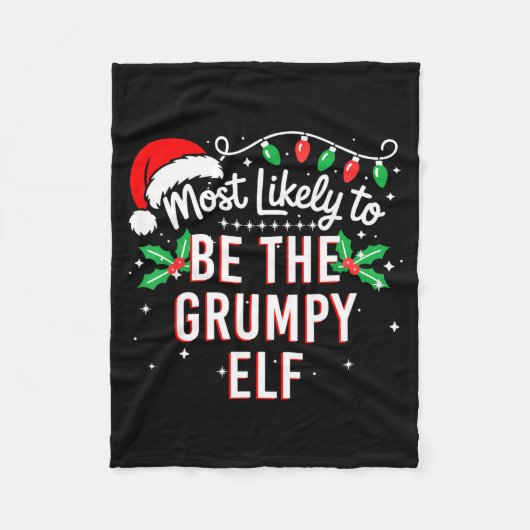 Most Likely To Be The Mpy Elf Funny Xmas Fleece Deken (Voorkant)
