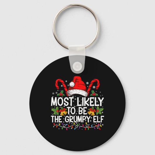 Most Likely To Be The Mpy Elf Funny Xmas T Shirt Sleutelhanger (Voorkant)