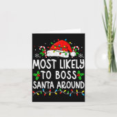 Most Likely To Boss Santa Around Family Matching C Kaart (Voorkant)