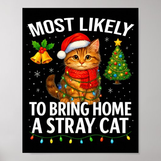 Most Likely To Bring Home A Stray Cat Funny Christ Poster (Voorkant)