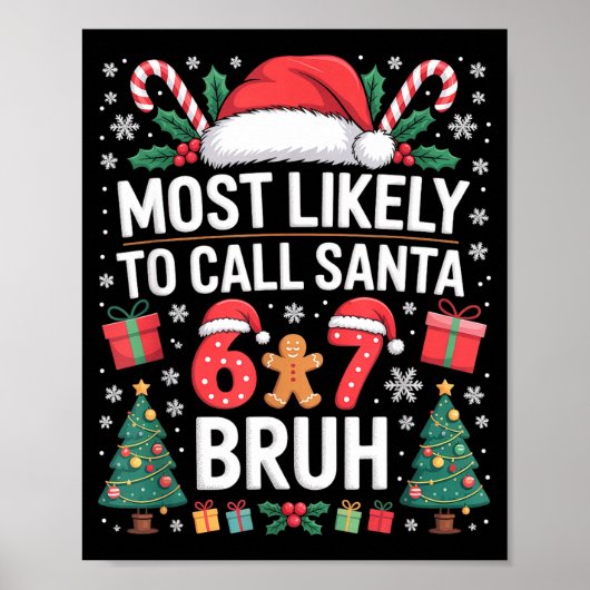 Most Likely To Call Santa 67 Six Seven Bruh Christ Poster (Voorkant)