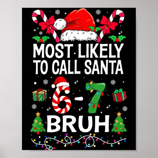 Most Likely To Call Santa 67 Six Seven Bruh Christ Poster (Voorkant)
