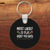 Most Likely To Christmas Xmas Pajamas Funny Matchi Sleutelhanger (Voorkant)