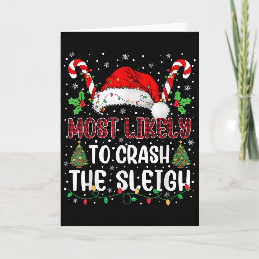 Most Likely To Crahe Sleigh Family Christmas Match Kaart (Voorkant)