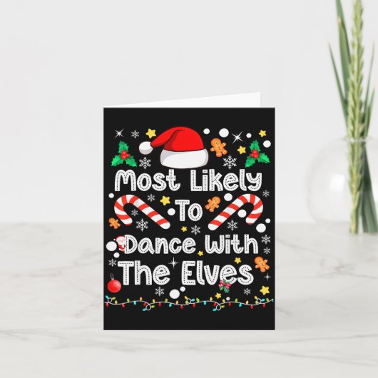 Most Likely To Dance With Elves Family Match Chris Kaart (Voorkant)