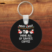 Most Likely To Drink All Of Santas Coffee Snowman  Sleutelhanger (Voorkant)