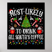 Most Likely To Drink All Santa's Coffee Christmas Poster (Voorkant)