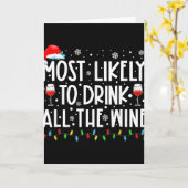 Most Likely To Drink All The Wine Family Matching Kaart (Gele Bloem)