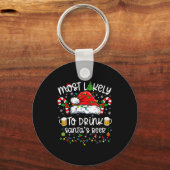 Most Likely To Drink Santa's Beer Funny Drinking C Sleutelhanger (Voorkant)