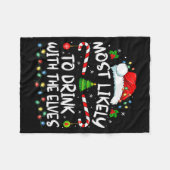 Most Likely To Drink With The Elves Elf Drinking C Fleece Deken (Voorkant (Horizontaal))