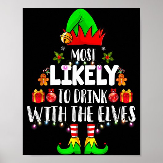 Most Likely To Drink With The Elves Matching Chris Poster (Voorkant)