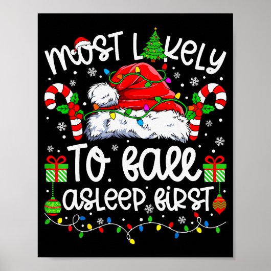 Most Likely To Fall Asleep First Family Matching C Poster (Voorkant)