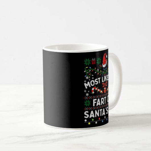 Most Likely To Fart On Santa's Lap Funny Christmas Koffiemok (Voorkant rechts)