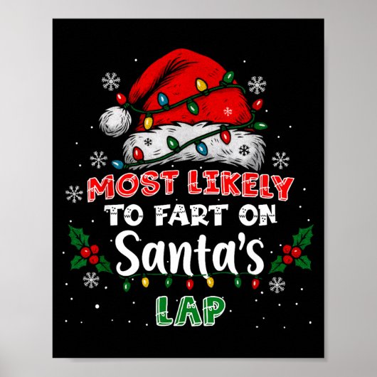 Most Likely To Fart On Santa's Lap Funny Hat Light Poster (Voorkant)