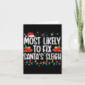 Most Likely To Fix Santa's Sleigh Family Matching Kaart (Voorkant)