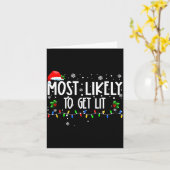 Most Likely To Get Lit Christmas Matching Family Kaart (Gele Bloem)