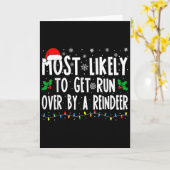 Most Likely To Get Run Over By A Reindeer Matching Kaart (Gele Bloem)