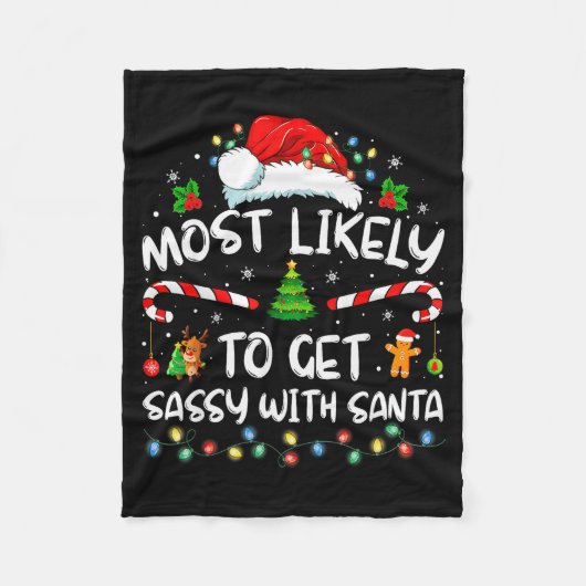 Most Likely To Get Sy With Santa Funny Family Chri Fleece Deken (Voorkant)