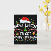 Most Likely To Get Sy With Santa Funny Family Chri Kaart (Gele Bloem)
