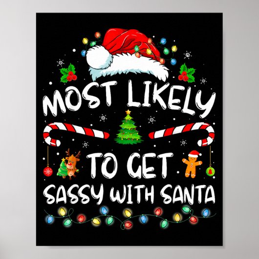 Most Likely To Get Sy With Santa Funny Family Chri Poster (Voorkant)