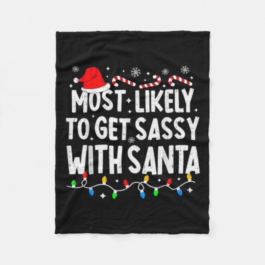 Most Likely To Get Sy With Santa Funny Matching Ch Fleece Deken (Voorkant)