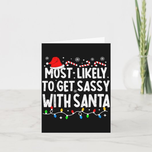 Most Likely To Get Sy With Santa Funny Matching Ch Kaart (Voorkant)