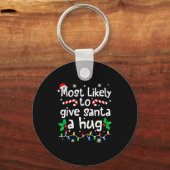 Most Likely To Give Santa Hug Family Christmas Mat Sleutelhanger (Voorkant)
