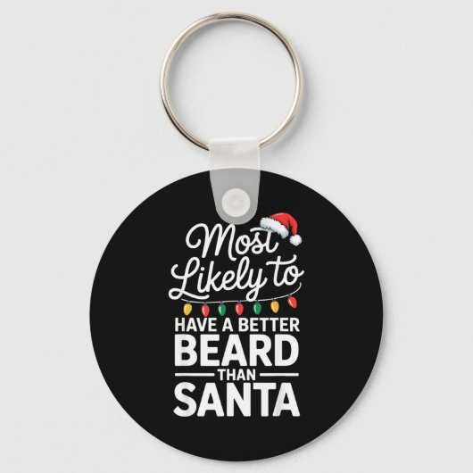 Most Likely To Have A Better Beard Than Santa Funn Sleutelhanger (Voorkant)