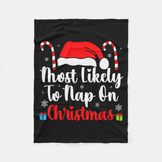 Most Likely To Nap On Christmas Family Funny Match Fleece Deken (Voorkant)