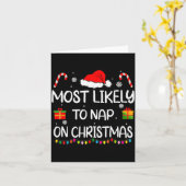 Most Likely To Nap On Christmas Family Funny Match Kaart (Gele Bloem)