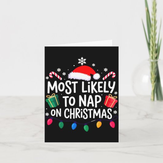 Most Likely To Nap On Christmas Family Kaart (Voorkant)