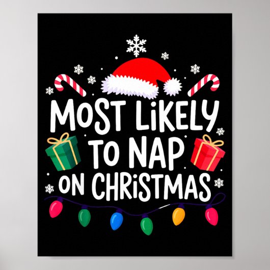 Most Likely To Nap On Christmas Family Poster (Voorkant)