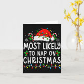 Most Likely To Nap On Christmas Funny Family Match Kaart (Gele Bloem)