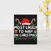 Most Likely To Nap On Christmas Funny Matching Fam Kaart (Gele Bloem)